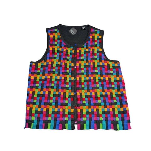 Christina Rotelli Multi-Colors Color Block Woven Vest Women's Medium - Picture 1 of 4